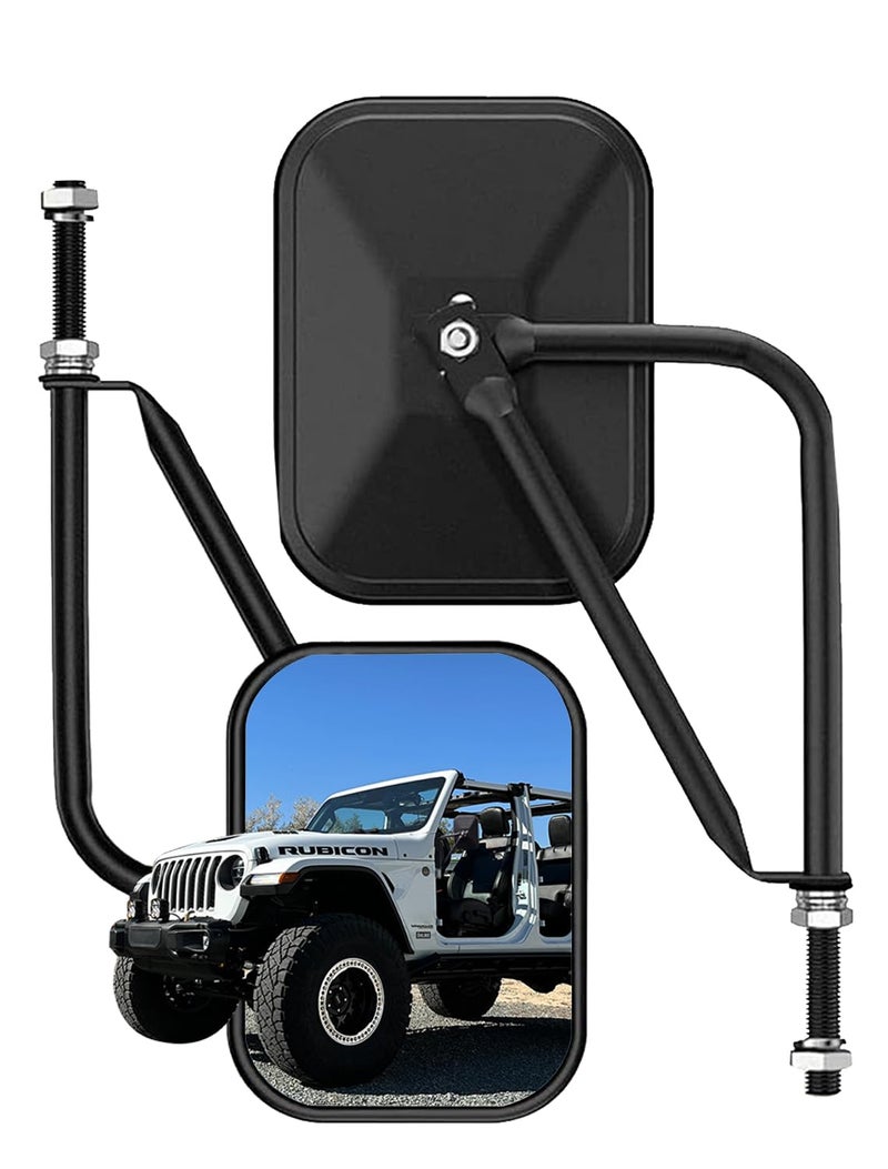 SUNPIE Wrangler Mirrors Doors off Compatible with Jeep Wrangler CJ YJ TJ JK JL 1987-2026, Side View Doorless Mirror for Topless Wrangler with Quicker Door Hinge Install - 2 Packs Rearview Mirrors - Image 1